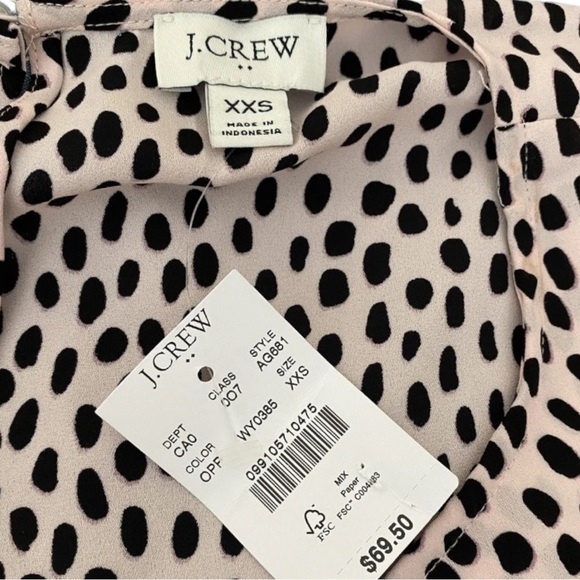 J. Crew Top Womens Extra Extra Small XXS Pink Long Sleeve Leopard Piping Keyhole - Picture 7 of 13